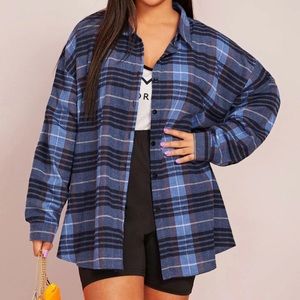 Oversized plaid button up